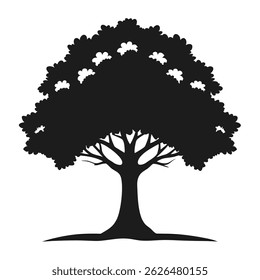 Elegante árbol de roble silueta Ilustración vectorial