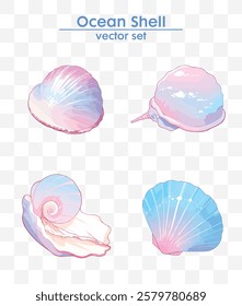 Elegant ocean shell vector set in stunning pink tones. Perfect for summer designs, marine themes, and creative projects. High-quality, vector file.