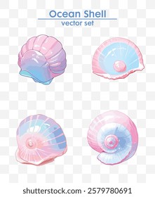 Elegant ocean shell vector set in stunning pink tones. Perfect for summer designs, marine themes, and creative projects. High-quality, vector file.