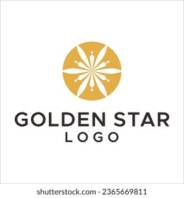 Elegant Octagonal luxury golden flower tile pattern mandala logo design