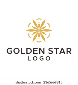 Elegant Octagonal luxury golden flower tile pattern mandala logo design