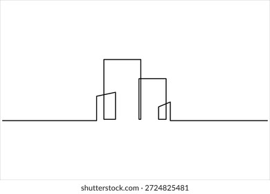 Elegante Bürogebäudeskizze, durchgehende einzeilige Kunstzeichnung mit minimalistischem Zeichen, Vektorgrafik