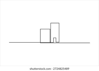 Elegante Bürogebäudeskizze, durchgehende einzeilige Kunstzeichnung mit minimalistischem Zeichen, Vektorgrafik