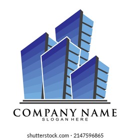 Elegante logotipo vectorial de edificio de oficinas