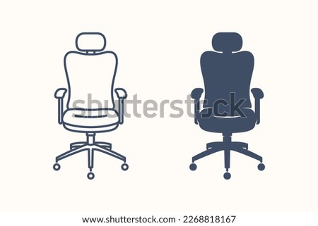 Elegant office chair icon. Linear icon and glyphicon. Business equipment. Armchair. Vector isolated illustrations