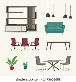 Elegant Office Furniture Vector, Editable File As .eps