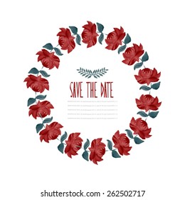 Elegant oil painted floral frame with abstract red rose flowers, design elements. Can be used for wedding, baby shower, mothers day, valentines day, birthday cards, invitations