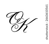 Elegant OK Monogram Logo in Black Script – Luxury Calligraphy Initial Design on White Background