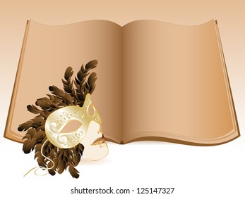 Elegant old book and luxury face mask