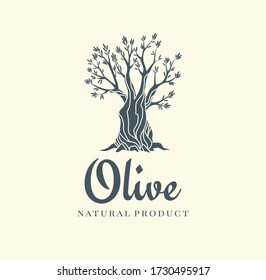 Elegant olive tree isolated icon. Creative olive tree silhouette. Logo design used for advertising products premium quality