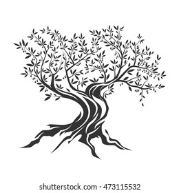 Elegant olive tree isolated icon. Web infographic tree vector sign. Premium quality tree logo design concept pictogram. Olive tree silhouette illustration. Natural olive oil tree plant emblem.