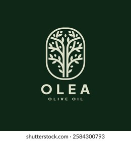 Elegant Olive Tree Logo Design. Olea Emblem. Tree of Life Symbol for Organic Excellence