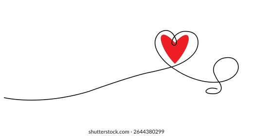 Elegant One Line Drawing Red Heart Love Design Perfect for Valentines Day Cards Invitations and Romantic Projects