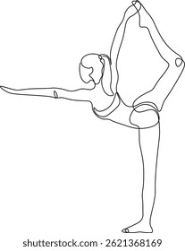 Elegant One Line Drawing Yoga Dancer Pose