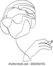 Elegant One Line Sketches of Woman Abstract Face. Female Face Drawing Minimalist Line Style. Trendy Illustration for Cosmetics. Continuous Line Art. Fashion Minimal Print. Beauty Logo. Vector
