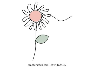 Elegant One-Line Drawing of a Sunflower
