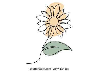 Elegant One-Line Drawing of a Sunflower
