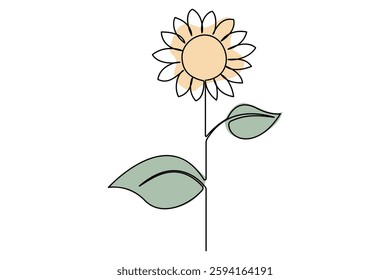 Elegant One-Line Drawing of a Sunflower
