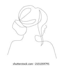 Elegant one-line sketches of a female abstract face. Drawing of a woman's face in a minimalist line style. Fashion illustration for cosmetics. Continuous Line Art. Trendy minimal print. Beauty logo. V