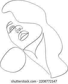 Elegant one-line sketches of a female abstract face. Drawing of a woman's face in a minimalist line style. Fashion illustration for cosmetics. Continuous Line Art. Trendy minimal print. Beauty logo. 