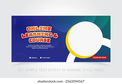 Elegant online education banner template, ideal for schools, academies, and e-learning brands.