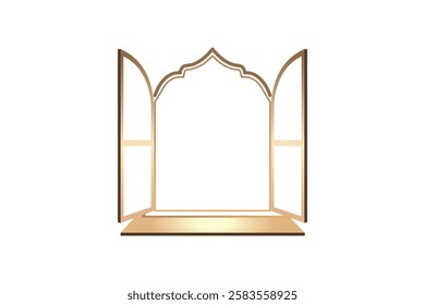 Elegant Open Arch Window Design on a White Background