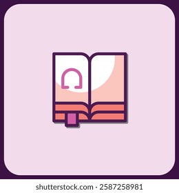 Elegant Open Book Icon Design with Bookmark