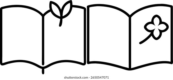 Elegant open book illustrations with floral accents, perfect for nature-themed designs.