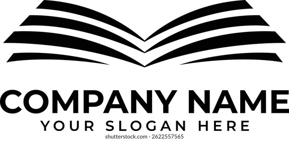 Elegante design de logotipo de livro aberto - um símbolo de educação, conhecimento e aprendizagem para a marca acadêmica e crescimento intelectual