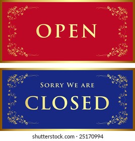 Elegant open / closed sign. Vector