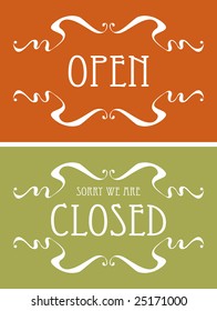 Elegant open / closed sign. Vector
