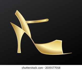 Elegant open-toe golden sandal on a high heel, vector