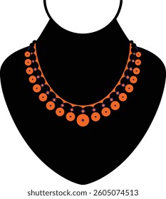 Elegant Orange and Black Beaded Necklace