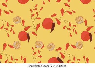 Elegant  Orange Citrus Bloom Fruit Seamless Pattern Botanical Touch For Natural Look And Feel Earthy Tones And Elegant Packaging , Poster  And Other Summer Fruit Projects 