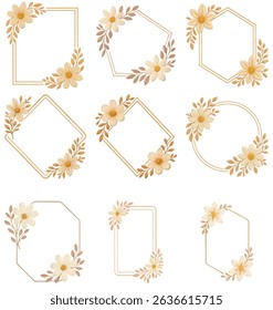 Elegant Orange Floral Geometric Frames set