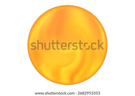 Elegant orange glowing 3D magic sphere or planet with blurred texture. Aesthetic watercolor gradient round shape isolated design asset.
