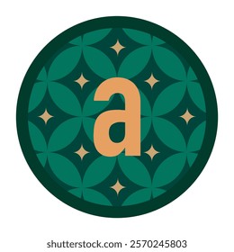 Elegant Orange Letter a with Dark Green Circular Frame and Geometric Patterns – Minimalist Logo Vector