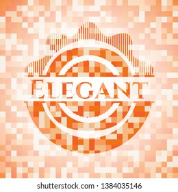 Elegant orange mosaic emblem with background