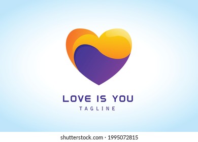 elegant orange purple love gradient logo