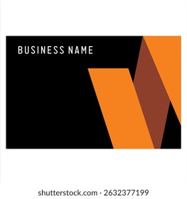 Elegant orange ribbon shape vector, business card design.