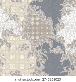 Elegant Orchid Floral Pattern with Geometric Accents