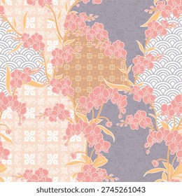 Elegant Orchid Floral Pattern with Geometric Accents
