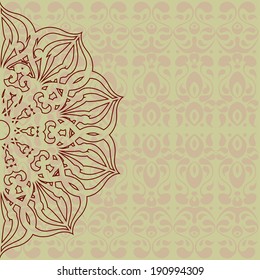 Elegant oriental card template with an intricate motif