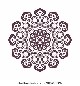 Elegant oriental mandala in silhouette style. Islam, Arabic, Asian, Indian motifs