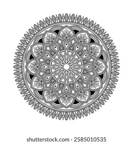 Elegant Oriental Mandala Vector Intricate Line Art for Coloring Books, New stylish ethnic, ornamental, tribal, healing, flower,creative, handmade, boho, spiritual, symmetrical design Mandala Art