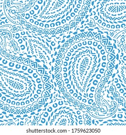 Decoración oriental elegante en tonos azules. Idóneo para imprimir sobre tejidos, papel pintado, papel y otras superficies. Ilustración vectorial.