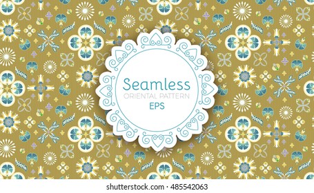 Elegant Oriental Seamless Flourish Pattern. Vector illustration