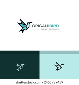 Diseño elegante del logotipo del pájaro del origami para las empresas modernas