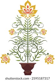 Elegant Ornament Floral illustration. Decorative Botanical Floral vase vector Design. Traditional flower motif illustrations. 