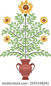 Elegant Ornament Floral illustration. Decorative Botanical Floral vase vector Design. Traditional flower motif illustrations. 